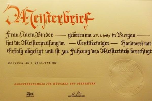 Meisterbrief Karin Zell